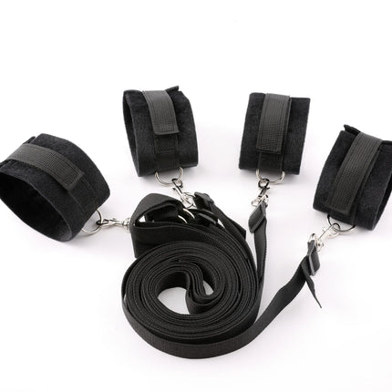 Bed BDSM Kit Set Sex Toy Handcuffs for Couple Woman Adult Supplies BDSM Restraints Bed Bondage Rope Sexual Handcuffs Sexy Game