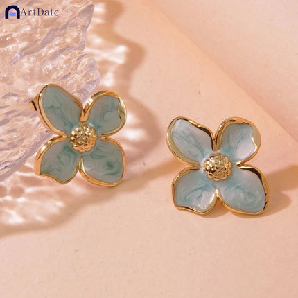 New Temperament Flower Earrings for Women Girls Sweet Korean Fashion Gold Color Crystal Zircon Party Accessories