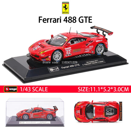Bburago 1:43 Le Mans Ferrari 499P 2024 488 250 512 Alloy Luxury Vehicle Diecast Pull Back Cars Model Toy Collection Gift