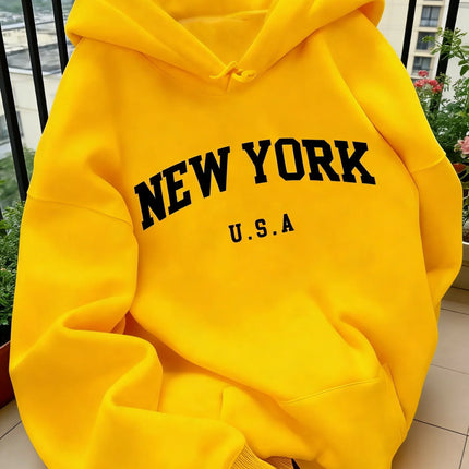 Hooded Sweat for Women Casual Cut NEW YORK USA Lettering Sweater Sweat Casual Fashion HipHop Sweat Harajuku Unisex