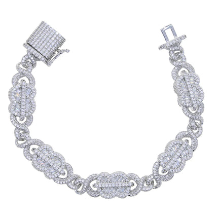 New Iced Out Bling Rectangle CZ Dollar Symbol Necklace Silver Color 5A Zircon Cuban Link Chain Charm Hip Hop Men Women Jewelry
