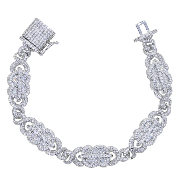 New Iced Out Bling Rectangle CZ Dollar Symbol Necklace Silver Color 5A Zircon Cuban Link Chain Charm Hip Hop Men Women Jewelry