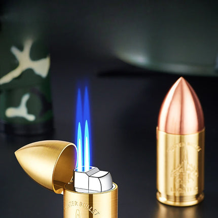 Metal Creative Bullet Sculpture Windproof Double Jet Flame Gas Torch Lighter Decoration Collection Cigar Lighters Gifts For Men