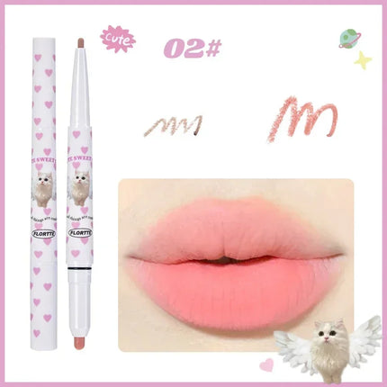 FLORTTE Dual-ended Lip Liner Pencil Natural Matte Cute Animals Nude Lipstick Pen Long Lasting Lip Gloss Korean Cosmetic Make Up