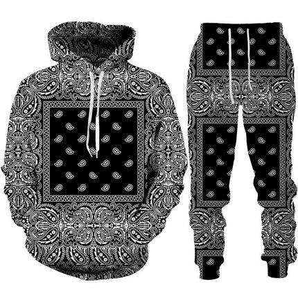 Colorful Paisley Graphic Men Tracksuit Set Cashew Floral Print Hoodie/Pants/Suit Hip Hop Couple Streetwear Jogging Clothes