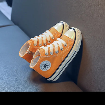 Children's Mid-Top Canvas Shoes Soft Sole Comfortable Casual Children's Shoes Boys and Girls Non-slip Breathable Board Shoes