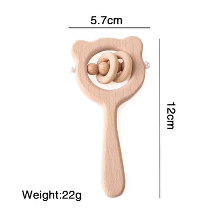 1pc Wooden Montessori Toy Hand Bell Toy Baby Mobile Musical Rattle Toy Children Stroller Classic Educational Toys Kid Gifts