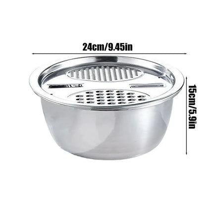 Mixing Bowls Set Vegetable Stainless Steel Slicer Vegetable Washing Basin Drain Basket Multifunctional Mixing Bowls Kitchen tool