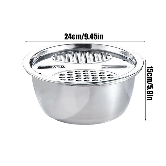 Mixing Bowls Set Vegetable Stainless Steel Slicer Vegetable Washing Basin Drain Basket Multifunctional Mixing Bowls Kitchen tool