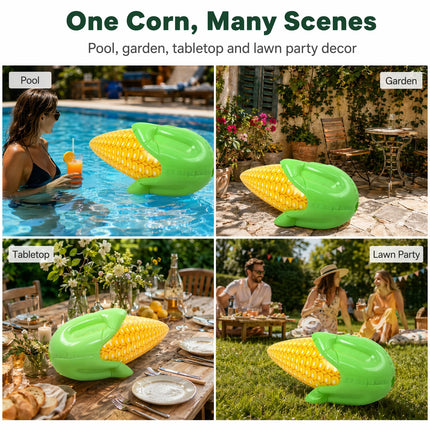 Large Inflatable Corn Toy Thickened PVC Pool Float Foldable Blow Up Water Play Decor for Kids Backyard Lawn Beach Hawaiian