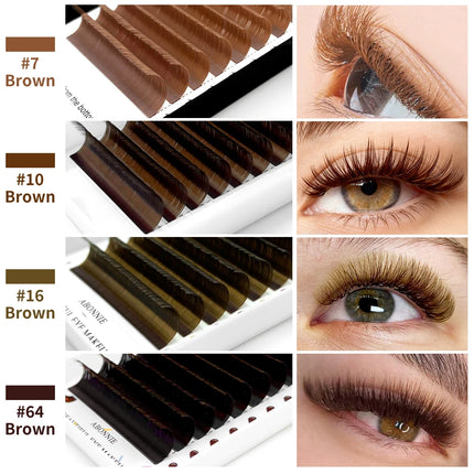 Abonnie Brown Individual Eyelashes Extension All Size Lashes Colorful Premium Classic Lashes