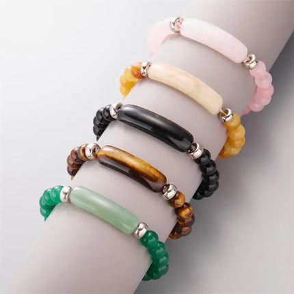 Bridge bracelet Natural Stone Crystal Druzy Rose Quartz Amethyst Gemstone Beaded Beads Bracelet for Women Girls Jewelry Gifts