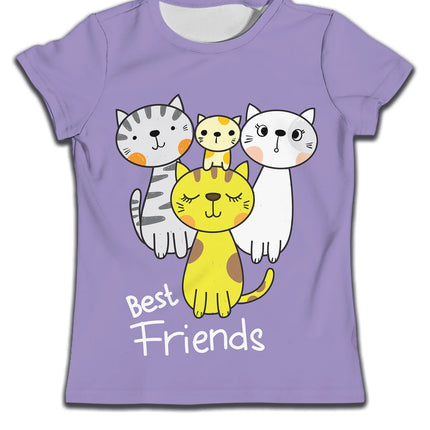 New Cartoon T-shirt Kids Boys Children Clothes Girls Cats Graphic T Shirts Boy Baby Summer Top KID Girl Birthday Short Sleeve