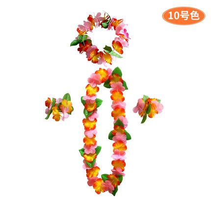 4pcs/lot Hawaiian Leis Garland Artificial Necklace Flowers Leis Party Supplies DIY Beach Fun wreath