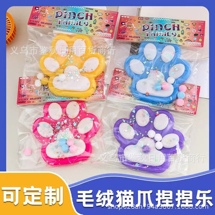 Hot Selling Russian Strawberry Cat Paw Squeeze Toy Cute Stress Relief Plush Soft Fidget Game Same