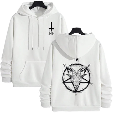 666 Symbol Male Autumn Winter Pullover Casual Top Tracksuit Demonic Print Men's Hoodies 2025 Streetwear Gothic Satan Sweatshirt