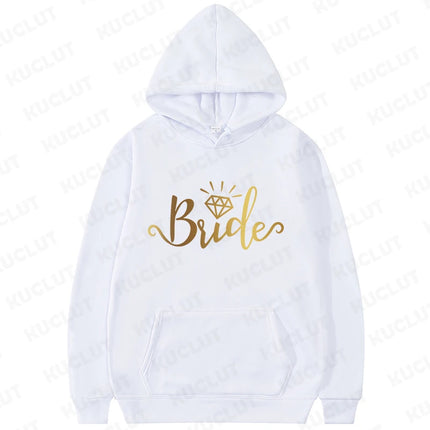 Bride Tribe Squad Print Hoodies Women Hooded Sweatshirts Bachelorette Hen Party Wedding Bridesmaid Group Matching Pullover Tops