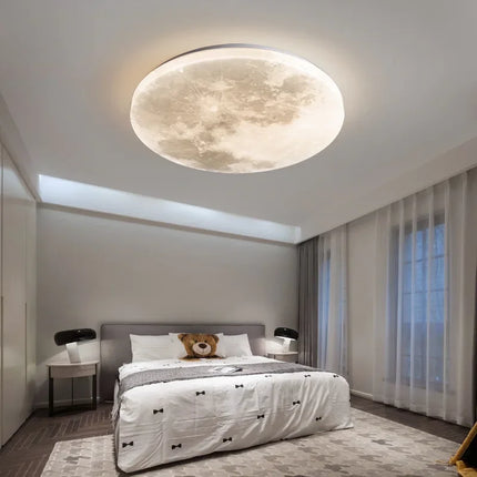 Lunar LED Ceiling Light, Minimalist Round Pendant, Moon-Inspired Lighting for Bedroom, Kitchen, Balcony Decor