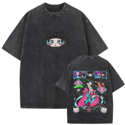 Japanese Anime The Apothecary Diaries Washed Vintage T Shirt Maomao Graphic T-shirt Men Women Cartoon Manga Funny T-shirts Tops
