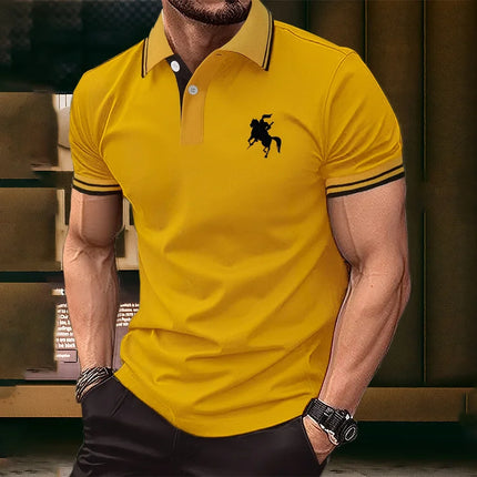New men's T-shirt, classic short-sleeved Polo shirt, summer top, casual T-shirt, button-down lapel, oversized S-2XL casual Polo