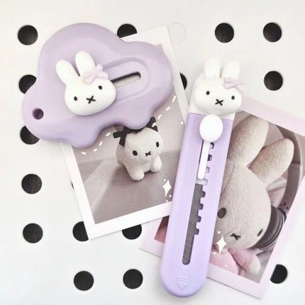 Miffy Kawaii Purple Art Knife Portable Unboxing Knife Handmade Paper Cutting Knife for Express Delivery Cute Gift Toy