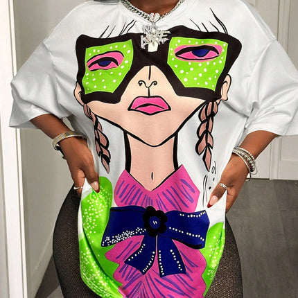BamGleam Oversized T-shirt Loose Casual Hip-Hop Style Graphic Printed Women T-Shirt Summer Fashion Y2k Ladies Clothes Female Tee