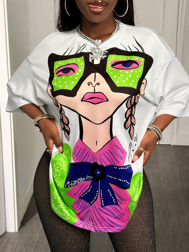 BamGleam Oversized T-shirt Loose Casual Hip-Hop Style Graphic Printed Women T-Shirt Summer Fashion Y2k Ladies Clothes Female Tee