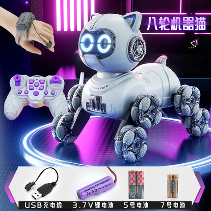 100%Genuine 8WD Intelligent Remote Control Robot Cat Simulation Dancing Voice Control Touch-sense Music Stunt RC Mechanical Cat