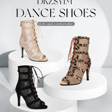 DKZSYIM Dance Boots Latin Women Ballroom Dance Shoes Ladies Girls Soft Soles Tango/Salsa Dance Shoes Sexy Thin Heel 7cm-11cm