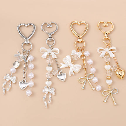 Bowknot Heart Crystal Keychain / Porte-Clés Nœud Cœur Cristal