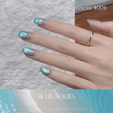 Ice Transparent Crystal Cat Eye Nail Polish Gel Mint Green Glass Bead Cat Eye Nail Magnetic UV Soak Off Gel Varnish Supplies