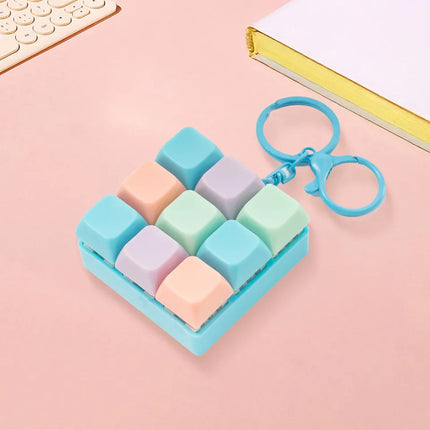 9 Keys Keyboard Fidget Toy Keychain Stress Relief Toys Finger Button Game Antistress Keycap Pendant for Children Adults Gift