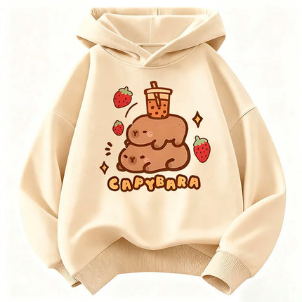 Girls' Capybara Print Long Sleeve Children's Hoodie Sweatshirt Cute Hoody for Boys Girls Autumn Casual Hoodies
