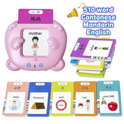 Cantonese Mandarin English Talking Flash Cards, Trilingual Learning Flashcard Toys  for Toddlers, 510 Sight Words,birthday gift
