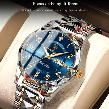 POEDAGAR Luxury Business Men's Wristwatch Stainless Steel Date Week Man Watch Waterproof Luminous Fashion Quartz Watches For Men