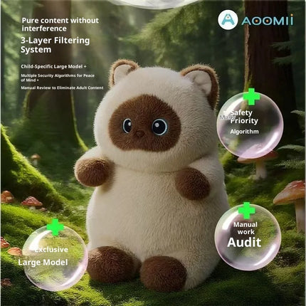 AI  Cat Plush Toy Touch  Glowing Eyes Wagging Tail Multilingual Intellectual Kids Companion Gift For Children