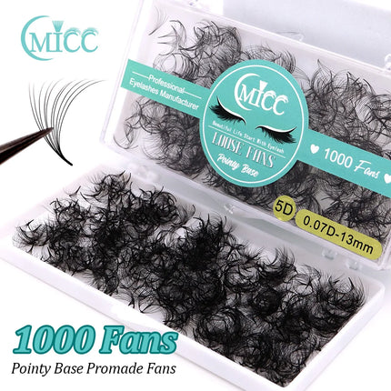 3D-20D 1000 Fans Loose Fan Lashes Eyelash Extensions Thin Pointy Base Premade Lash Fans Medium Stem Sharp Russian Volume Lashes