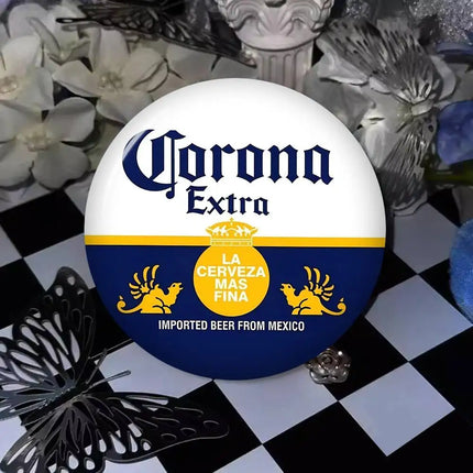 Corona Extra Beer Cartoon Brooches Anime Badge Round Handmade Brooch Lapel Pins Jewelry For Backpack Clothes Gifts