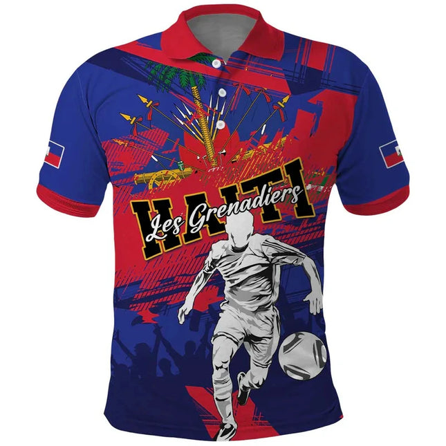 Haiti Flag Color Block Polo Shirt 2026 Summer New Design Men Women Breathable Short Sleeve Haiti Themed T Shirt Quick Drying Tee