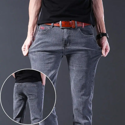 Denim Winter Velvet Thickened Slim-fitting Small Feet Elastic Casual Warm Men's Pants Cotton Trousers Jeans for Men Streetwear