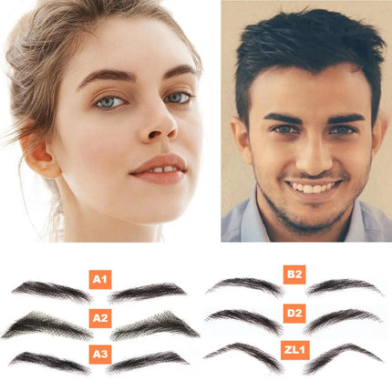 VEYDA Fake Eyebow Women Or Man Hair Brazilian Hair invisible Handmade 100% Human Hair Fake Eyebrows Hand Tied False Eyebrows