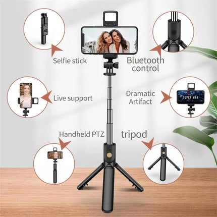 Bluetooth Wireless Selfie Stick Mini Tripod Monopod Remote Shutter With Fill Light for iPhone Samsung Xiaomi Phone Holder