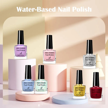 MEET ACROSS 8ml Glass Bottle Water-Based Peel Off Nail Polish Colorful Air Dry Nail Art Varnish Nails Manicure No Need Lamp