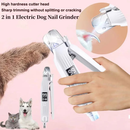 Electric Pet Nail Trimmer with LED Lights Pet Nail Grinder Dog Nail Trimmer and Grinder for Small Medium Large Dogs/Cats