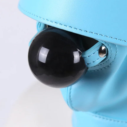 PU Leather Total Sensory Deprivation Full Head Bondage Hood Headgear Mouth Open Lockable Gimp Bondage BDSM Sex Toy for Couple