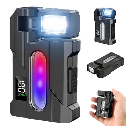 Multifunctional Mini  Flashlight with Clip, Rechargeable Rotating Magnetic Work Light,Portable Hands Free Light for EDC Outdoors