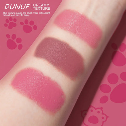 DUNUF Creamy Cat Paw Blush Trio Buildable Pigment Long Lasting Natural Finish Vegan Cruelty Free Makeup Essential