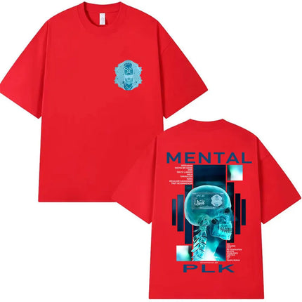 2025 Summer Rapper MENTAL PLK Album Merch T Shirt Men's Gothic Fashion Short Sleeve T-shirt 100% Pure Cotton Printed T-shirt