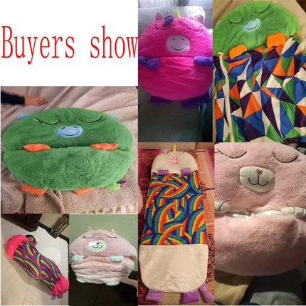 Children's Cartoon Sleeping Bag Kids Animal Soft Lazy Sleepsacks Baby Plush Doll Pillow Sleep Sack for Boys Girls Birthday Gift