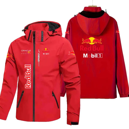 Red Bull Logo Men's Lightweight Hooded Jacket Outdoor Windbreaker Waterproof for Mountaineering Motorcycle Riding 2025 New Style